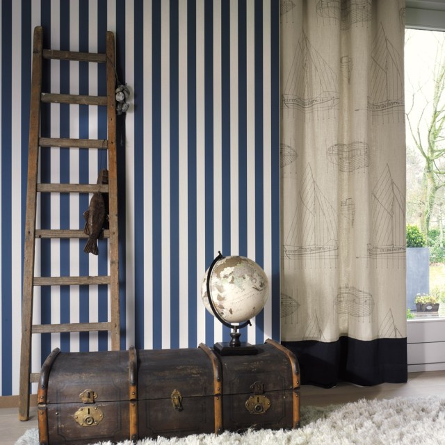 Papel Pintado Rayas Azul Marino
