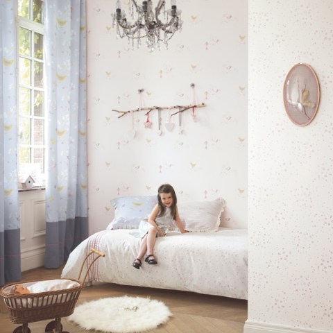 papel pintado infantil douce nuit pajaros