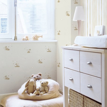 Papel Pintado Ratoncitos en tono Beige