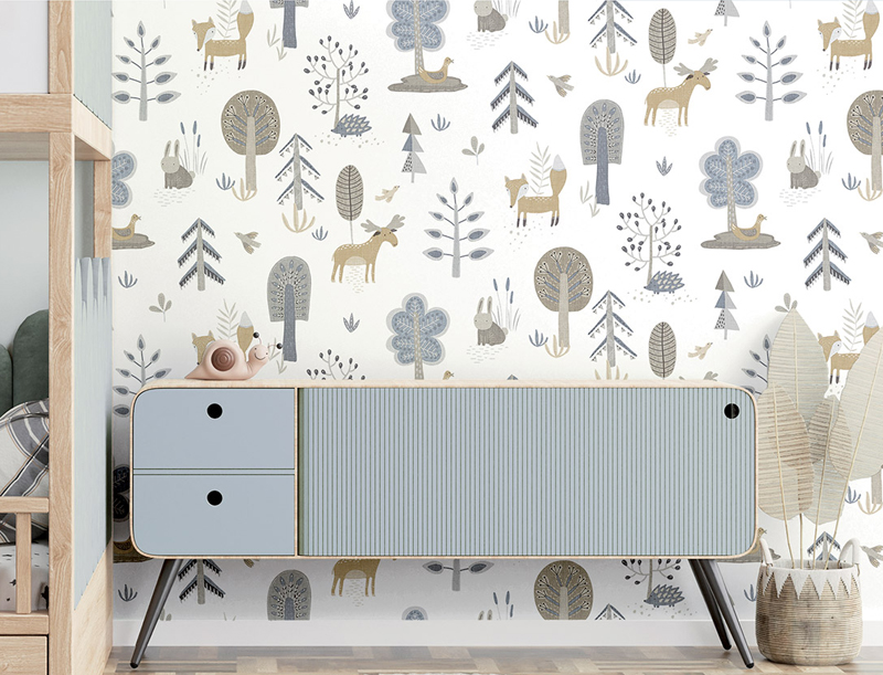 papel pintado infantil animales en el bosque - colección Happy by Cristiana Masi
